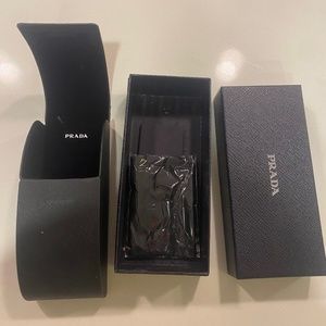 Empty Prada sunglasses case and box